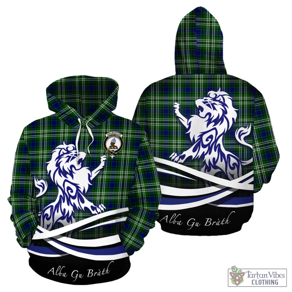 Haliburton Tartan Hoodie with Alba Gu Brath Regal Lion Emblem - Tartan Vibes Clothing