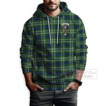Haliburton Tartan Hoodie with Family Crest and Bearded Skull Holding Bottles of Whiskey - Tartan Vibes Clothing