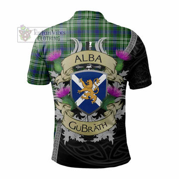 Haliburton Tartan Family Crest Polo Shirt Lion Rampant Royal Thistle Shield Celtic Inspired - Tartan Vibes Clothing