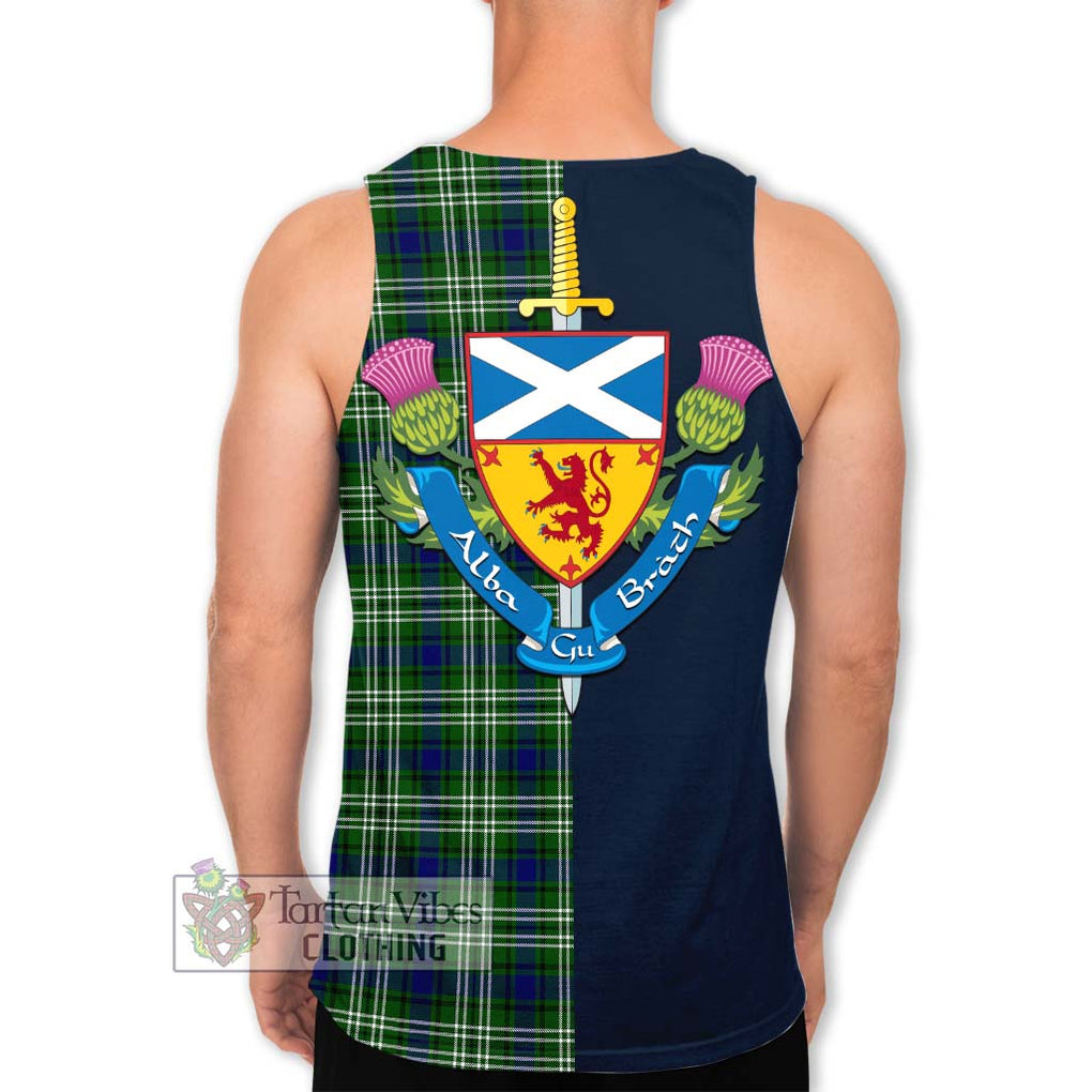 Haliburton Tartan Men's Tank Top Alba with Scottish Lion Royal Arm Half Style - Tartan Vibes Clothing