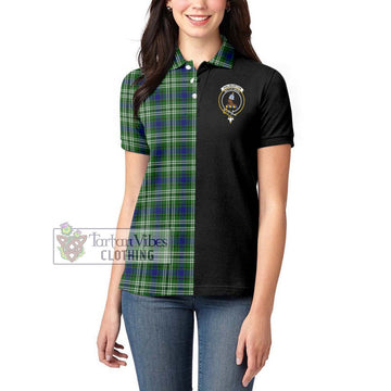 Haliburton Tartan Women's Polo Shirt with Family Crest and Half Of Me Style - Tartan Vibes Clothing