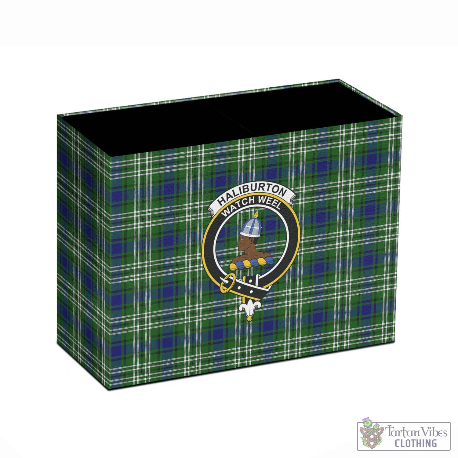 Haliburton Tartan Pen Holder with Family Crest - Tartan Vibes Clothing