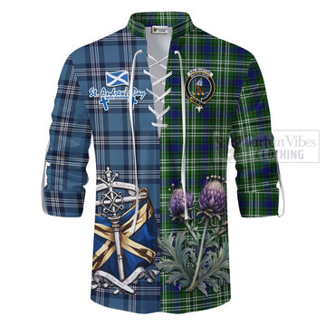 Haliburton Tartan Ghillie Kilt Shirt Happy St. Andrew's Day Half Tartan Style - Tartan Vibes Clothing