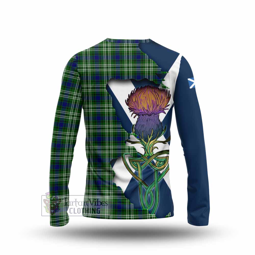 Haliburton Tartan Family Crest Long Sleeve T-Shirt Scottish Thistle Celtic Inspired - Tartan Vibes Clothing
