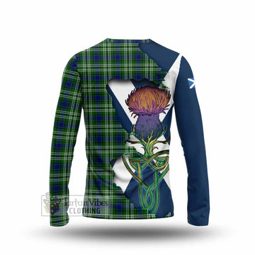 Tartan Vibes Clothing Haliburton Tartan Family Crest Long Sleeve T-Shirt Scottish Thistle Celtic Inspired