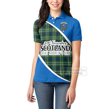 Haliburton Family Crest Tartan Women's Polo Shirt Celebrate Saint Andrew's Day in Style - Tartan Vibes Clothing