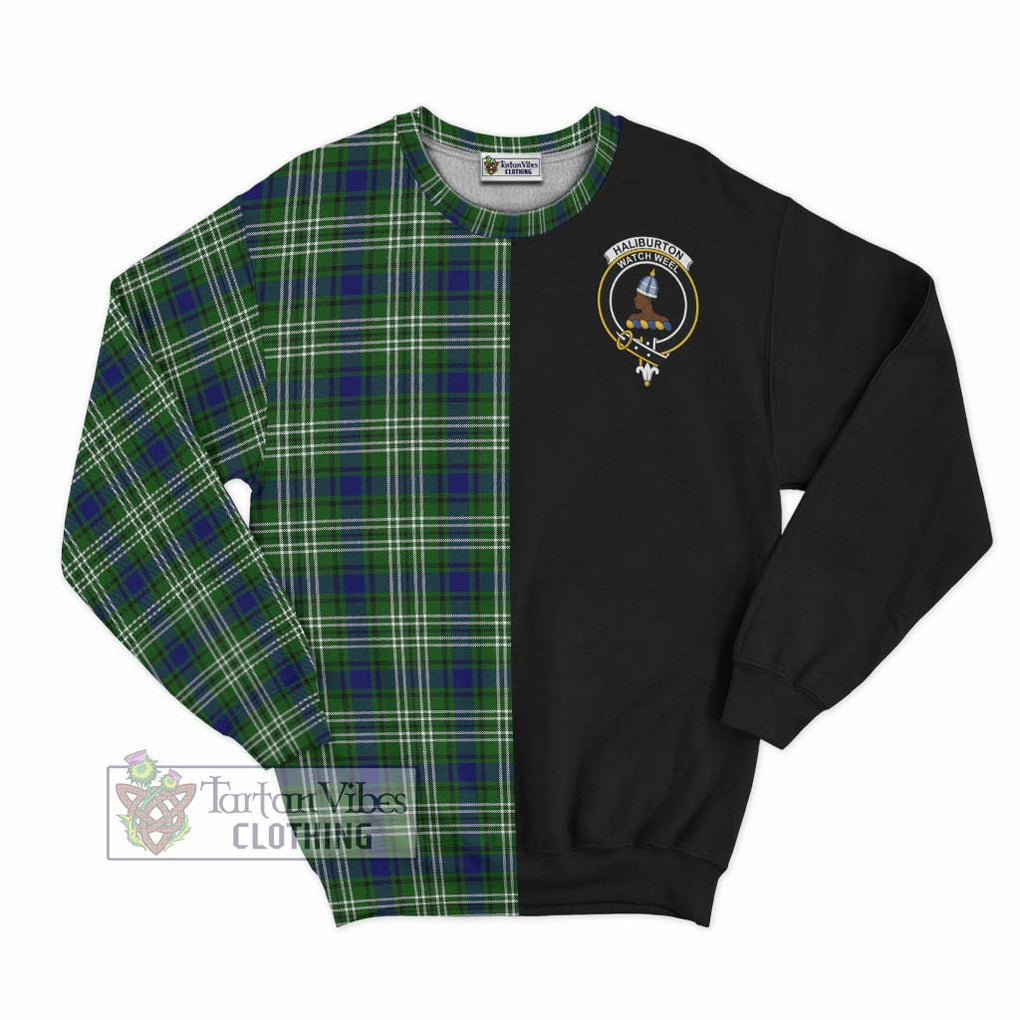Haliburton Tartan Sweatshirt with Family Crest and Half Of Me Style - Tartan Vibes Clothing