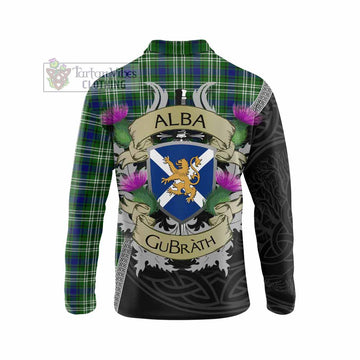 Haliburton Tartan Family Crest Long Sleeve Polo Shirt Lion Rampant Royal Thistle Shield Celtic Inspired - Tartan Vibes Clothing