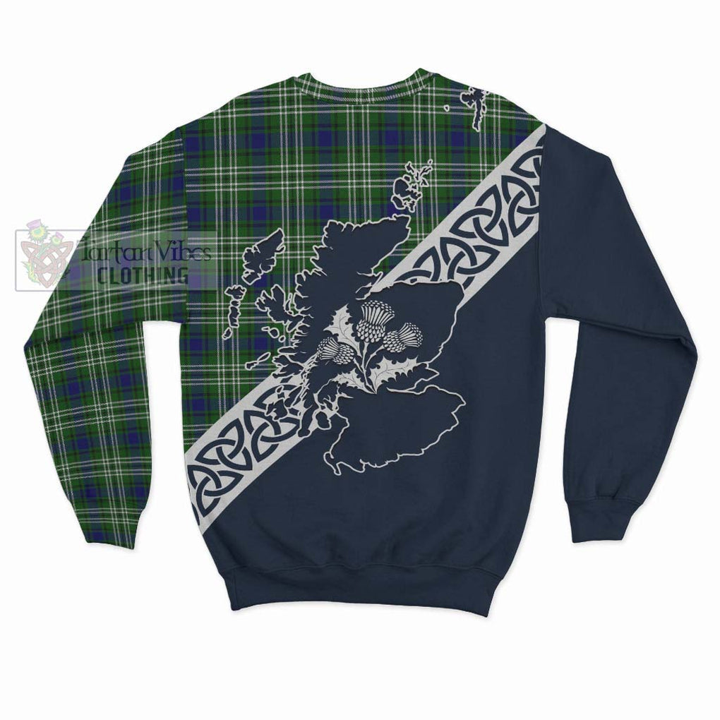 Haliburton Tartan Sweatshirt Featuring Thistle and Scotland Map - Tartan Vibes Clothing