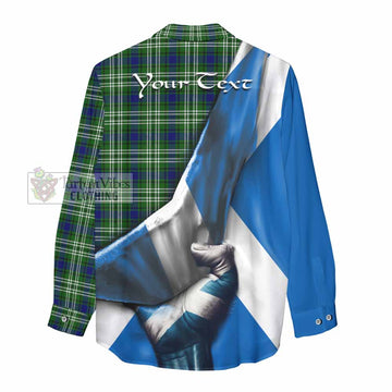 Haliburton Tartan Women's Casual Shirt with Family Crest Scotland Patriotic Style - Tartan Vibes Clothing