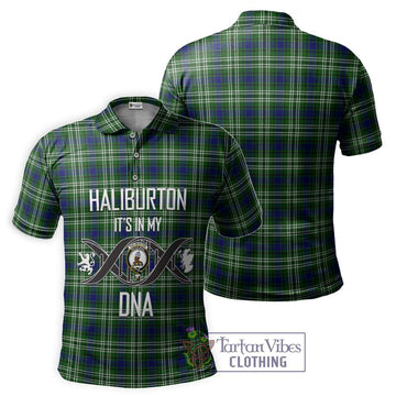 Haliburton Tartan Polo Shirt with Family Crest DNA In Me Style - Tartan Vibes Clothing