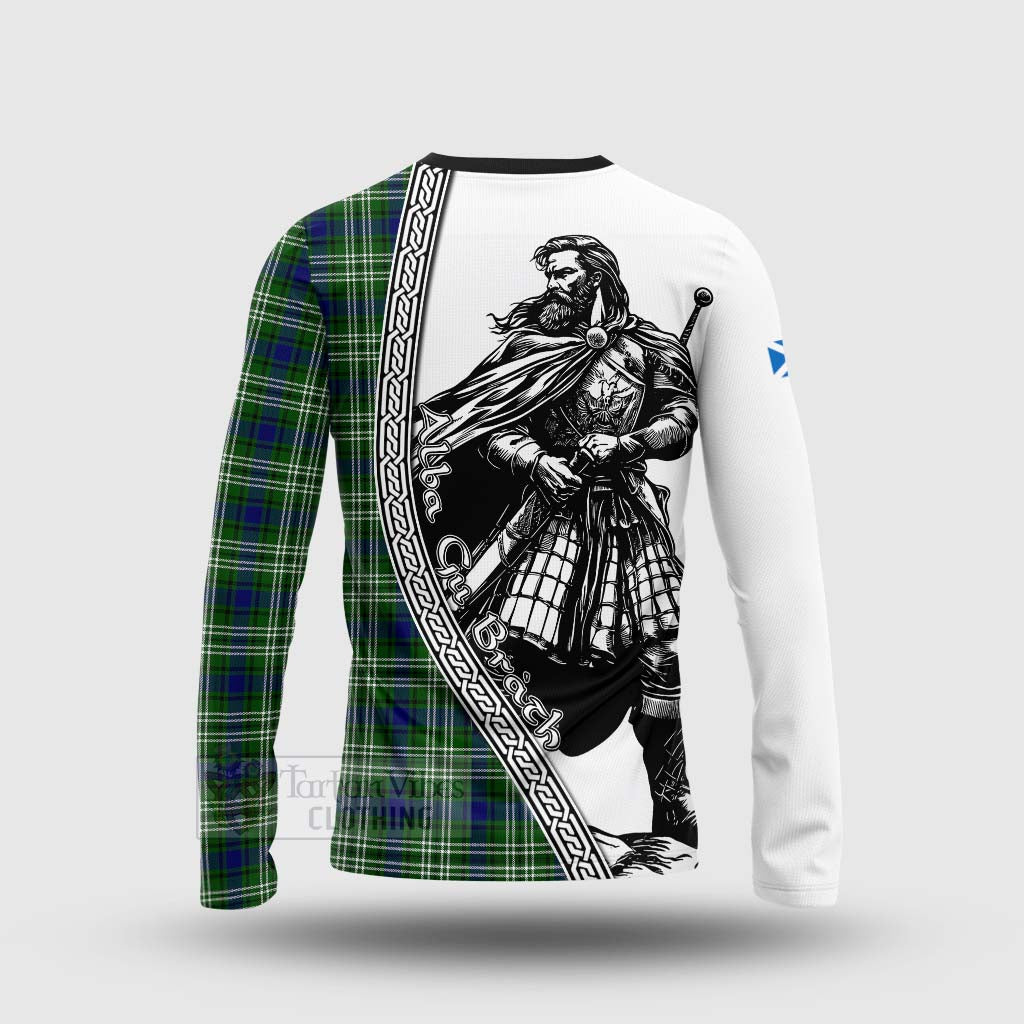 Haliburton Tartan Clan Crest Long Sleeve T-Shirt with Highlander Warrior Celtic Style - Tartan Vibes Clothing