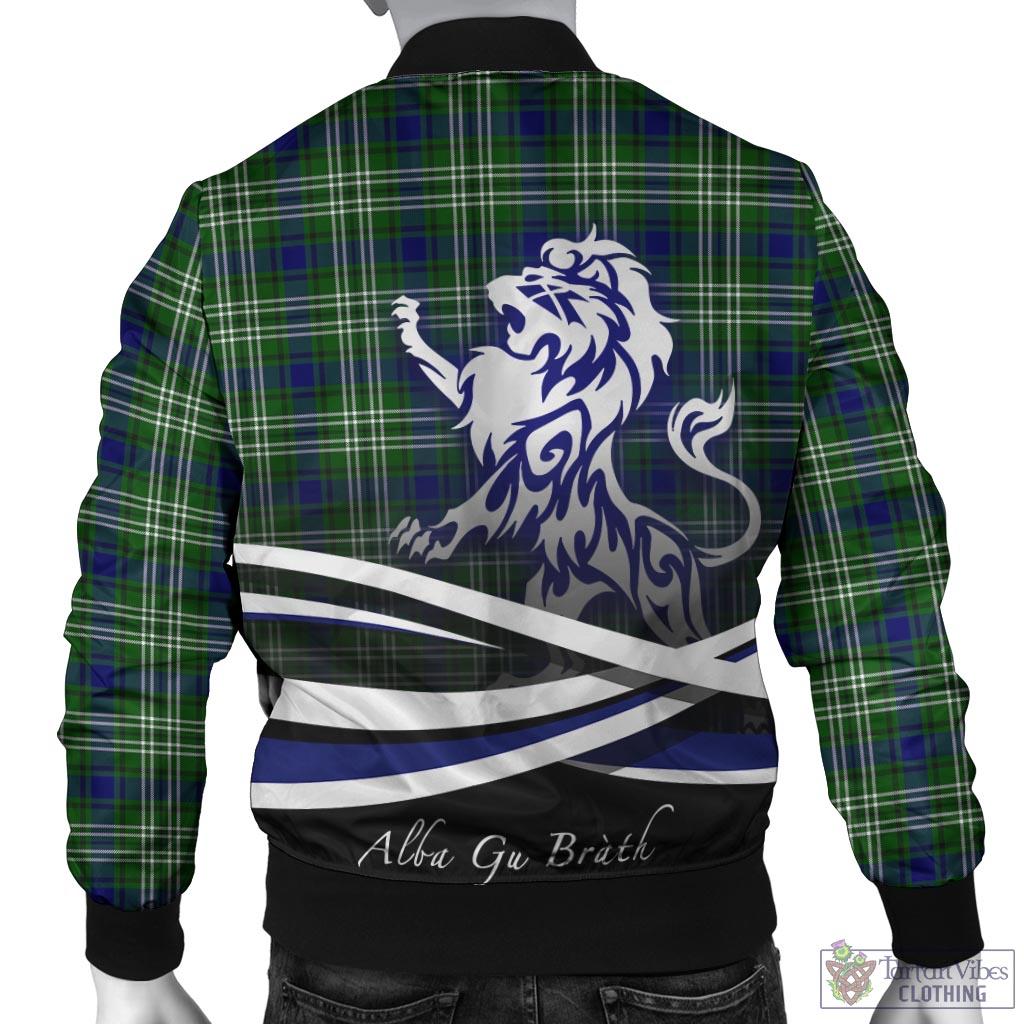 Haliburton Tartan Bomber Jacket with Alba Gu Brath Regal Lion Emblem - Tartan Vibes Clothing