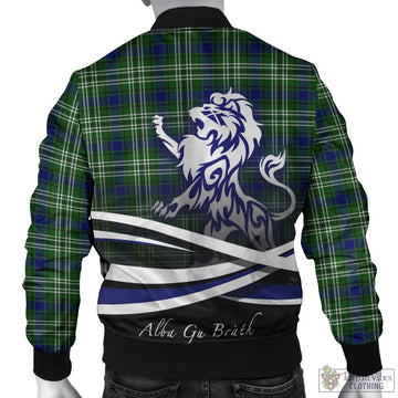 Haliburton Tartan Bomber Jacket with Alba Gu Brath Regal Lion Emblem - Tartan Vibes Clothing