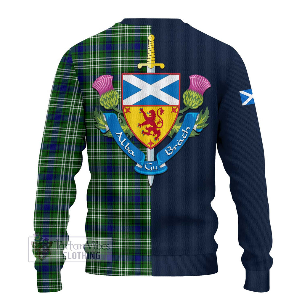 Haliburton Tartan Ugly Sweater Alba with Scottish Lion Royal Arm Half Style - Tartan Vibes Clothing
