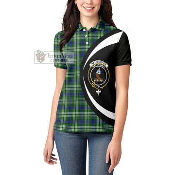 Haliburton Tartan Women's Polo Shirt with Family Crest Circle Style - Tartan Vibes Clothing