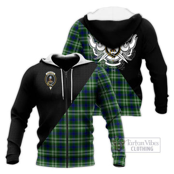 Haliburton Tartan Knitted Hoodie with Family Crest and Military Logo Style Unisex Knitted Zip Hoodie - Tartan Vibes Clothing