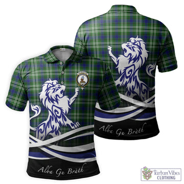 Haliburton Tartan Polo Shirt with Alba Gu Brath Regal Lion Emblem - Tartan Vibes Clothing