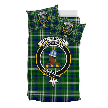 Haliburton Tartan Bedding Set with Family Crest - Tartan Vibes Clothing
