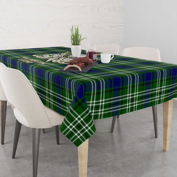 Haliburton Tartan Tablecloth with Clan Crest and the Golden Sword of Courageous Legacy