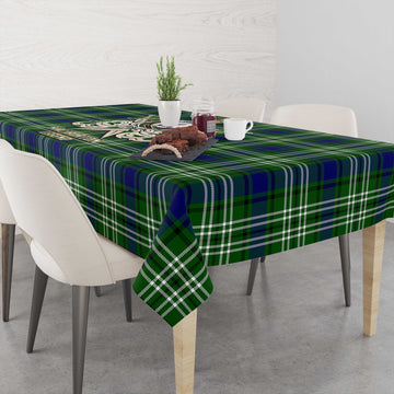 Haliburton Tartan Tablecloth with Clan Crest and the Golden Sword of Courageous Legacy - Tartan Vibes Clothing