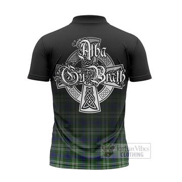 Haliburton Tartan Zipper Polo Shirt Featuring Alba Gu Brath Family Crest Celtic Inspired - Tartan Vibes Clothing