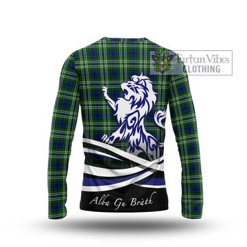 Haliburton Tartan Long Sleeve T-Shirt with Alba Gu Brath Regal Lion Emblem - Tartan Vibes Clothing