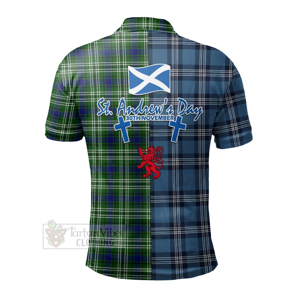 Haliburton Tartan Polo Shirt Happy St. Andrew's Day Half Tartan Style - Tartan Vibes Clothing