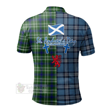 Haliburton Tartan Polo Shirt Happy St. Andrew's Day Half Tartan Style - Tartan Vibes Clothing