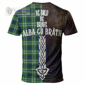 Haliburton Tartan Family Crest T-Shirt Alba Gu Brath Be Brave Lion Ancient Style