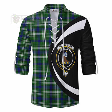 Haliburton Tartan Ghillie Kilt Shirt with Family Crest Circle Style - Tartan Vibes Clothing
