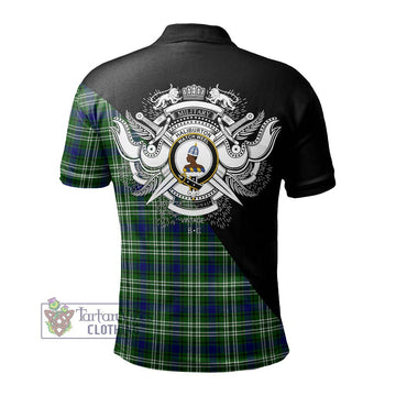 Haliburton Tartan Polo Shirt with Family Crest and Military Logo Style - Tartan Vibes Clothing