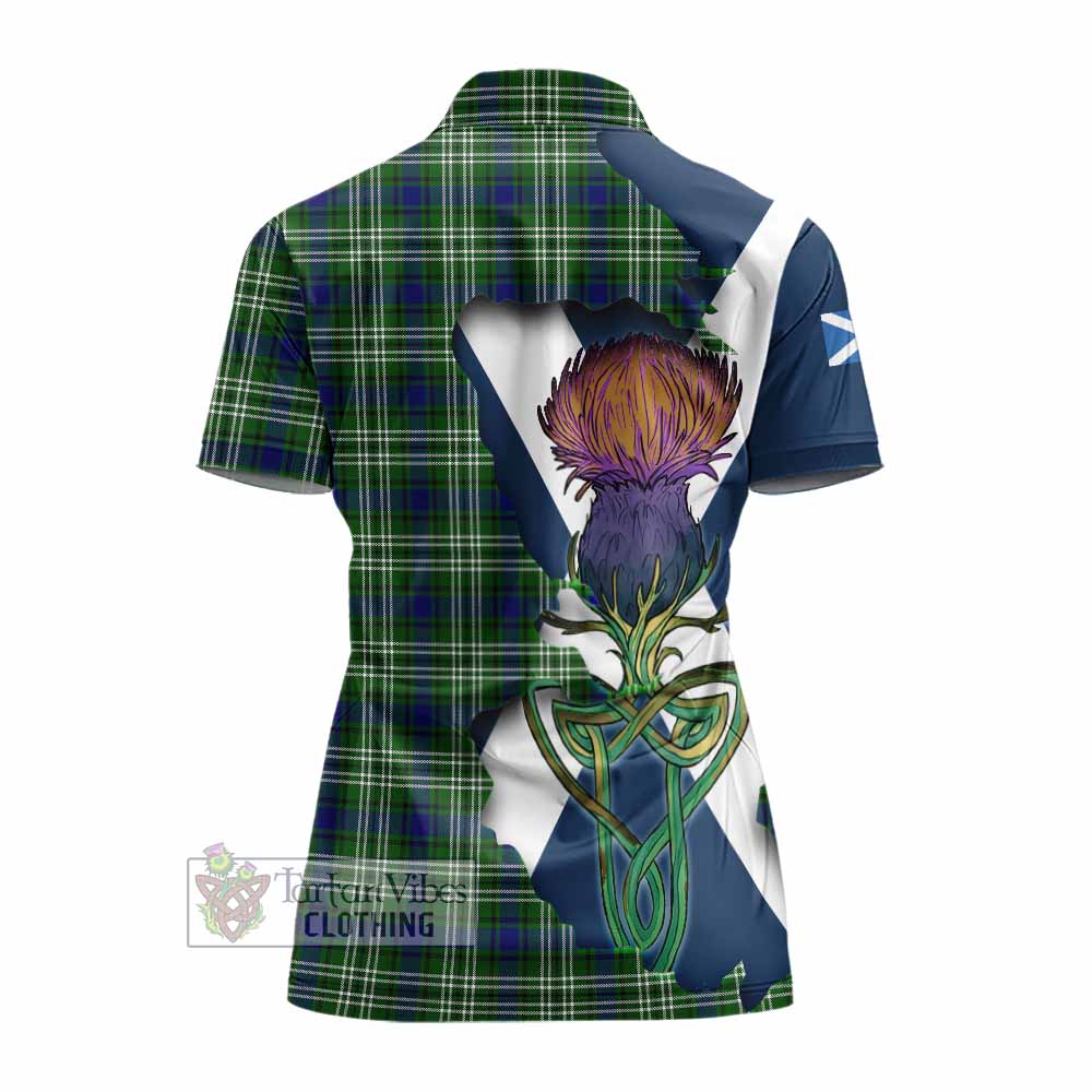 Haliburton Tartan Family Crest Women's Polo Shirt Scottish Thistle Celtic Inspired - Tartan Vibes Clothing