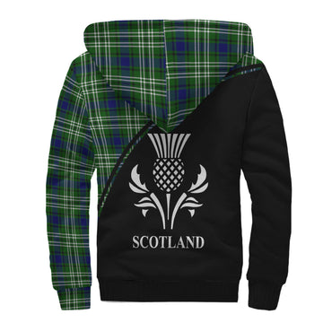 Haliburton Tartan Sherpa Hoodie with Family Crest Curve Style - Tartan Vibes Clothing