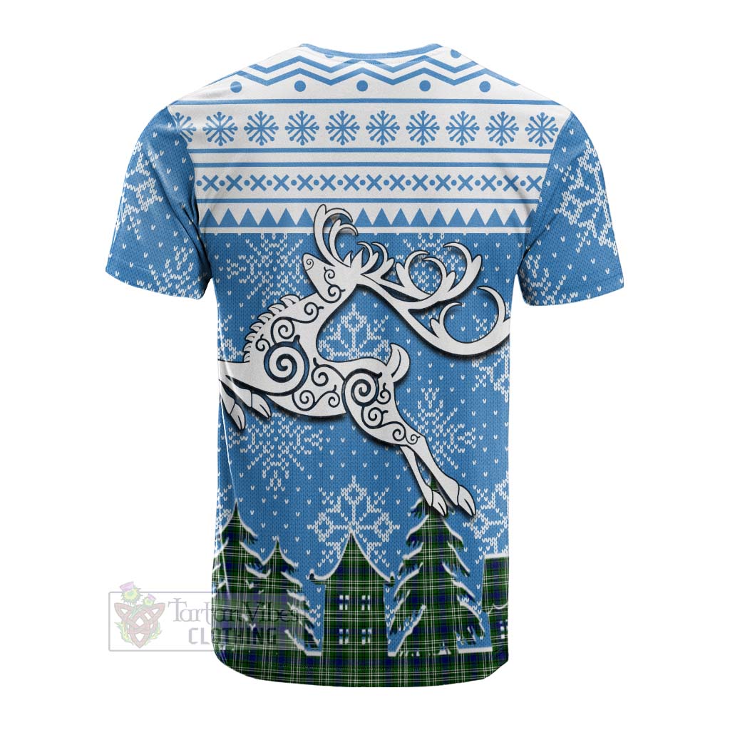 Haliburton Clan Christmas Cotton T-shirt Celtic Reindeer Style - Tartan Vibes Clothing