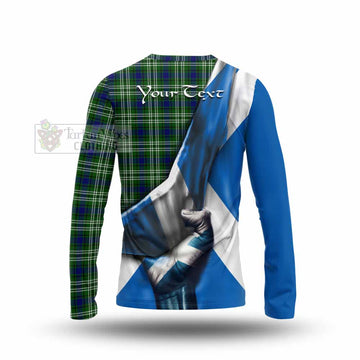 Haliburton Tartan Long Sleeve T-Shirt with Family Crest Scotland Patriotic Style - Tartan Vibes Clothing