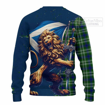 Haliburton Tartan Family Crest Knitted Sweater with Scottish Majestic Lion - Tartan Vibes Clothing