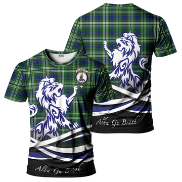 Haliburton Tartan T-Shirt with Alba Gu Brath Regal Lion Emblem - Tartan Vibes Clothing
