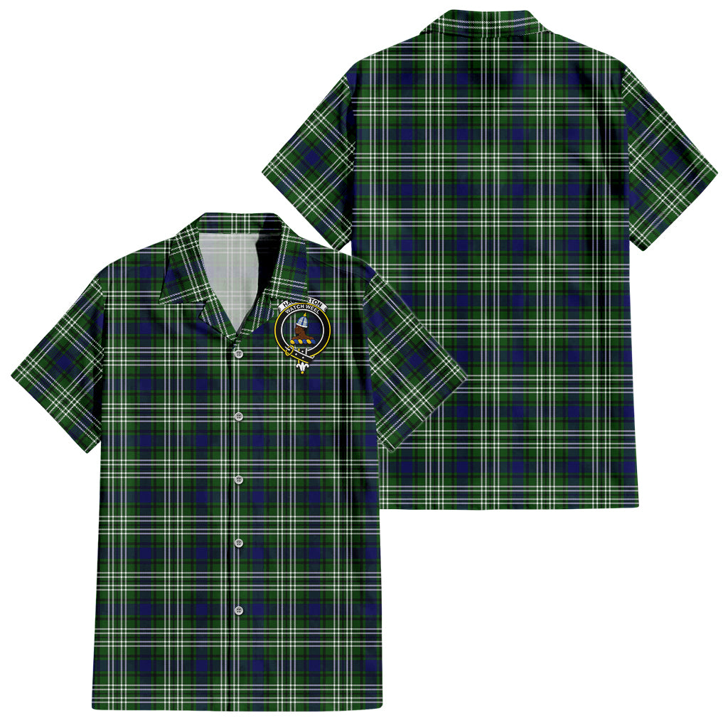 Haliburton Tartan Hawaiian Shirt with Family Crest - Tartan Vibes Clothing