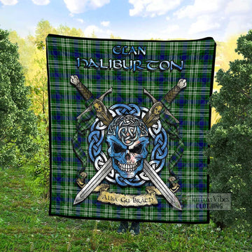 Haliburton Tartan Quilt with Celtic Skull Alba Gu Brath Style - Tartan Vibes Clothing