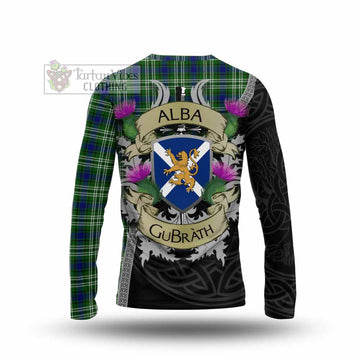 Haliburton Tartan Family Crest Long Sleeve T-Shirt Lion Rampant Royal Thistle Shield Celtic Inspired - Tartan Vibes Clothing