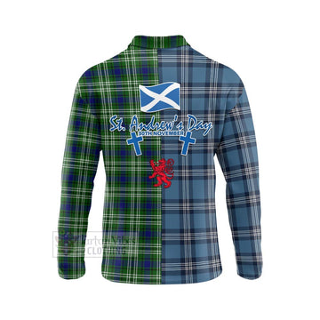 Haliburton Tartan Long Sleeve Polo Shirt Happy St. Andrew's Day Half Tartan Style - Tartan Vibes Clothing