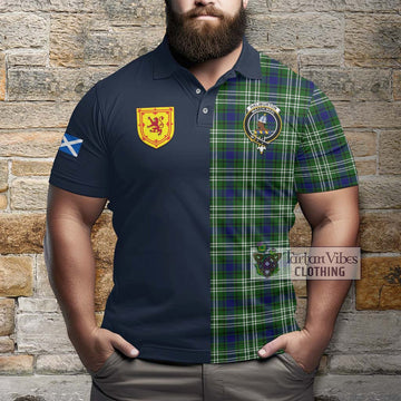 Haliburton Tartan Polo Shirt Alba with Scottish Lion Royal Arm Half Style - Tartan Vibes Clothing