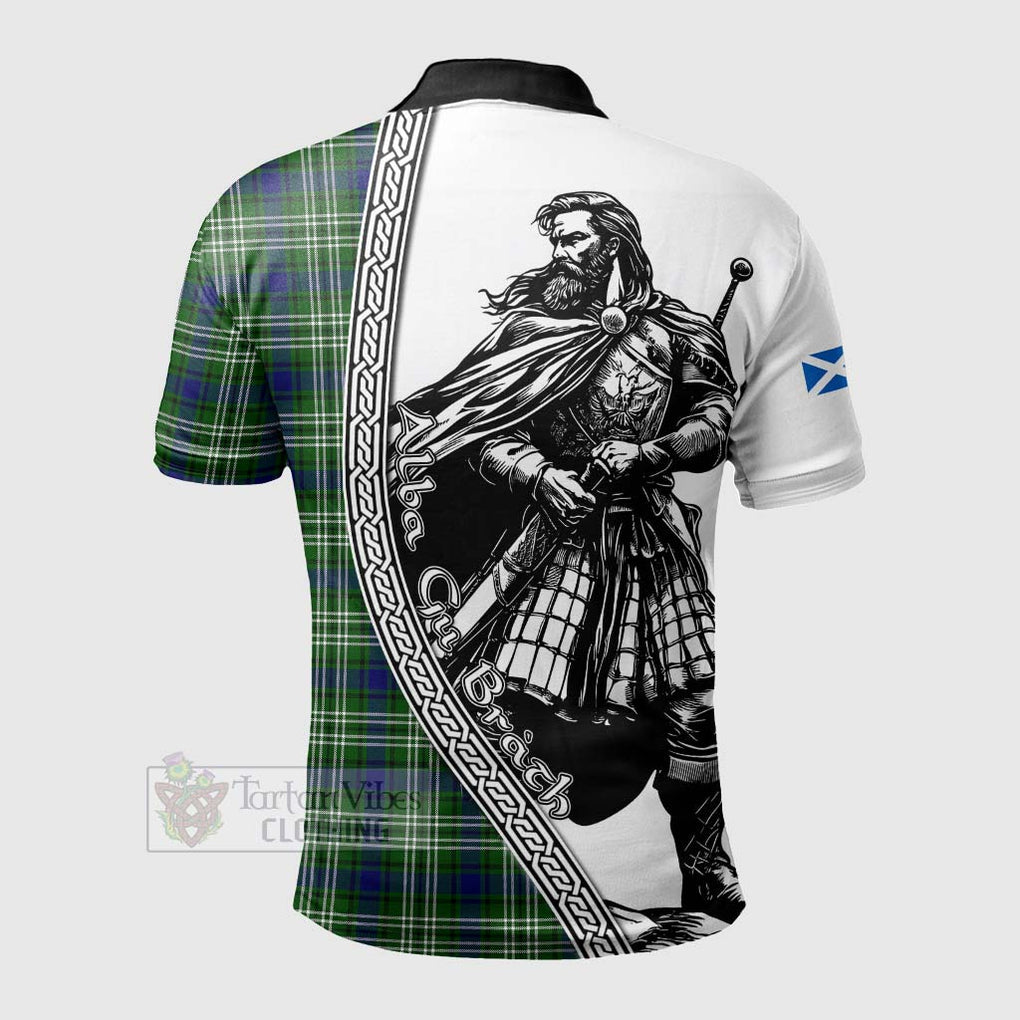 Haliburton Tartan Clan Crest Polo Shirt with Highlander Warrior Celtic Style - Tartan Vibes Clothing