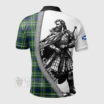 Haliburton Tartan Clan Crest Polo Shirt with Highlander Warrior Celtic Style - Tartan Vibes Clothing
