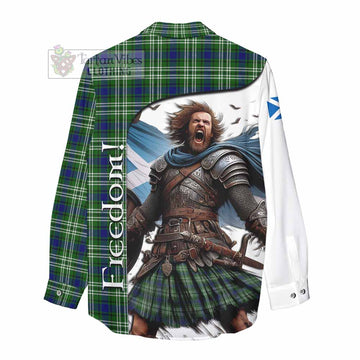 Haliburton Crest Tartan Women's Casual Shirt Inspired by the Freedom of Scottish Warrior - Tartan Vibes Clothing