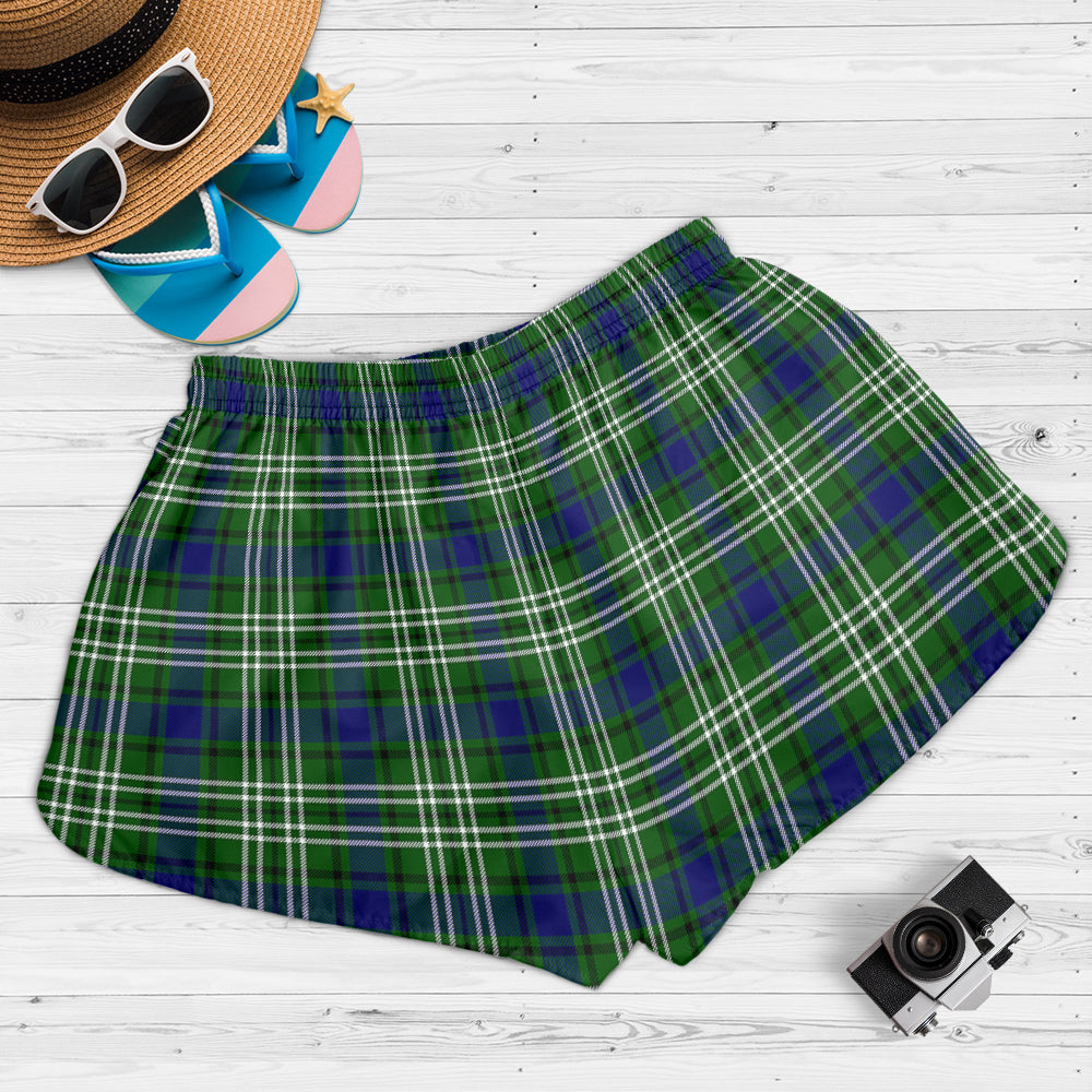 Haliburton Tartan Womens Shorts with Family Crest - Tartan Vibes Clothing