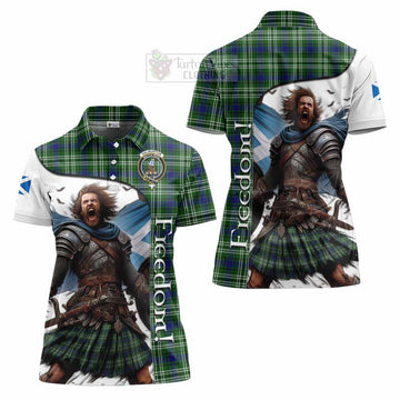 Haliburton Crest Tartan Women's Polo Shirt Inspired by the Freedom of Scottish Warrior - Tartan Vibes Clothing