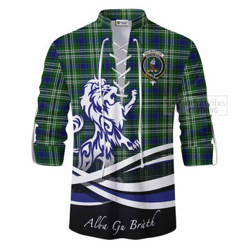 Haliburton Tartan Ghillie Kilt Shirt with Alba Gu Brath Regal Lion Emblem - Tartan Vibes Clothing