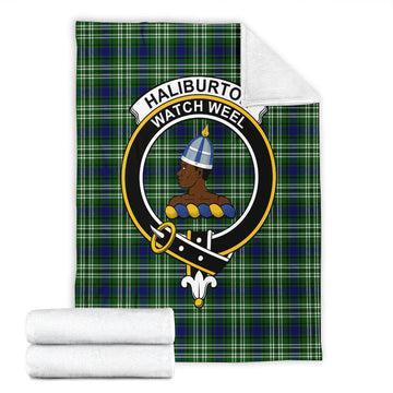 Haliburton Tartan Blanket with Family Crest - Tartan Vibes Clothing